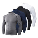 Camiseta de Compressão Masculina Premium – Gola Alta, Manga Longa e Proteção UV para Treinos