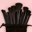 Kit Premium com 13 Pincéis de Maquiagem Profissionais para Base, Sombra, Blush e Corretivo com Necessaire