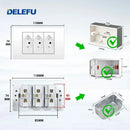 Tomada de Parede DELEFU 4*2 em Vidro Temperado Branco Padrão Brasileiro com USB Duplo Tipo C, Interruptor Tuya Wifi 10A 20A