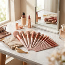 Kit Premium com 13 Pincéis de Maquiagem Profissionais para Base, Sombra, Blush e Corretivo com Necessaire