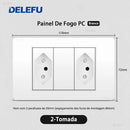 Tomada de Parede DELEFU 4*2 em Vidro Temperado Branco Padrão Brasileiro com USB Duplo Tipo C, Interruptor Tuya Wifi 10A 20A