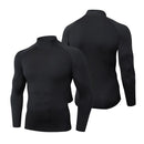 Camiseta de Compressão Masculina Premium – Gola Alta, Manga Longa e Proteção UV para Treinos