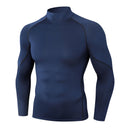 Camiseta de Compressão Masculina Premium – Gola Alta, Manga Longa e Proteção UV para Treinos